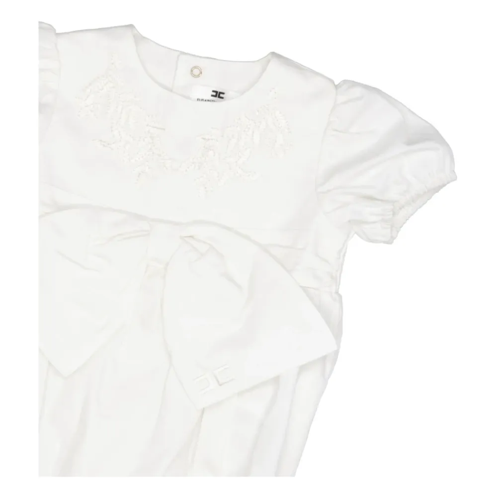 Ivory Blumenbesticktes Ballonärmel-Top>Elisabetta Franchi Best