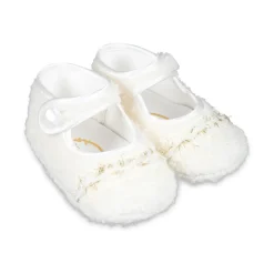 Ivory Bouclé Tweed Ballet Flats><noscript><img width=