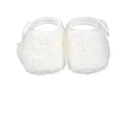 Ivory Bouclé Tweed Ballet Flats><noscript><img width=