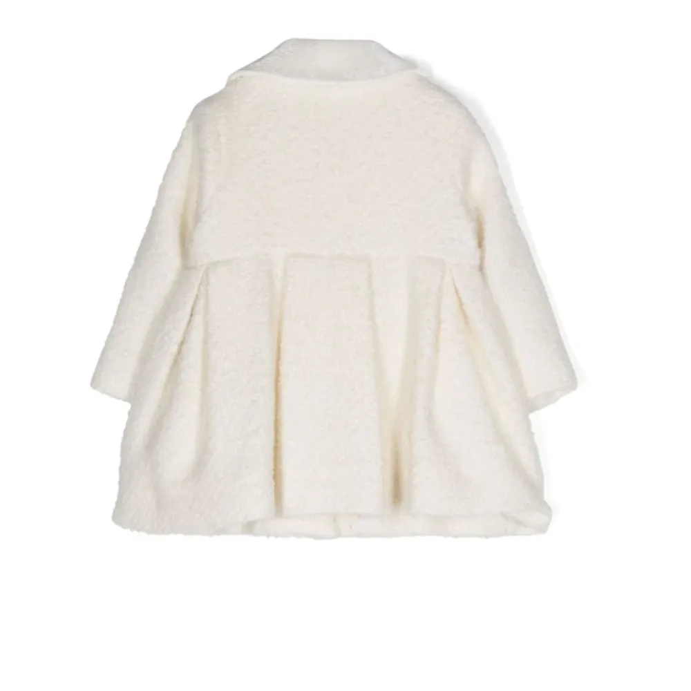 Ivory White Bouclé Mantel mit Samtkragen>Monnalisa Best