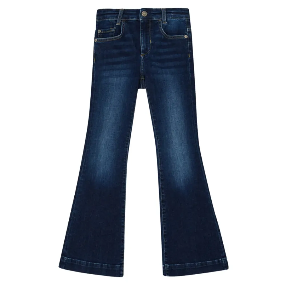 Jeans mit elastischem Bund, fünf Taschen, mittlerer Waschung und weitem Bein>Liu Jo Discount