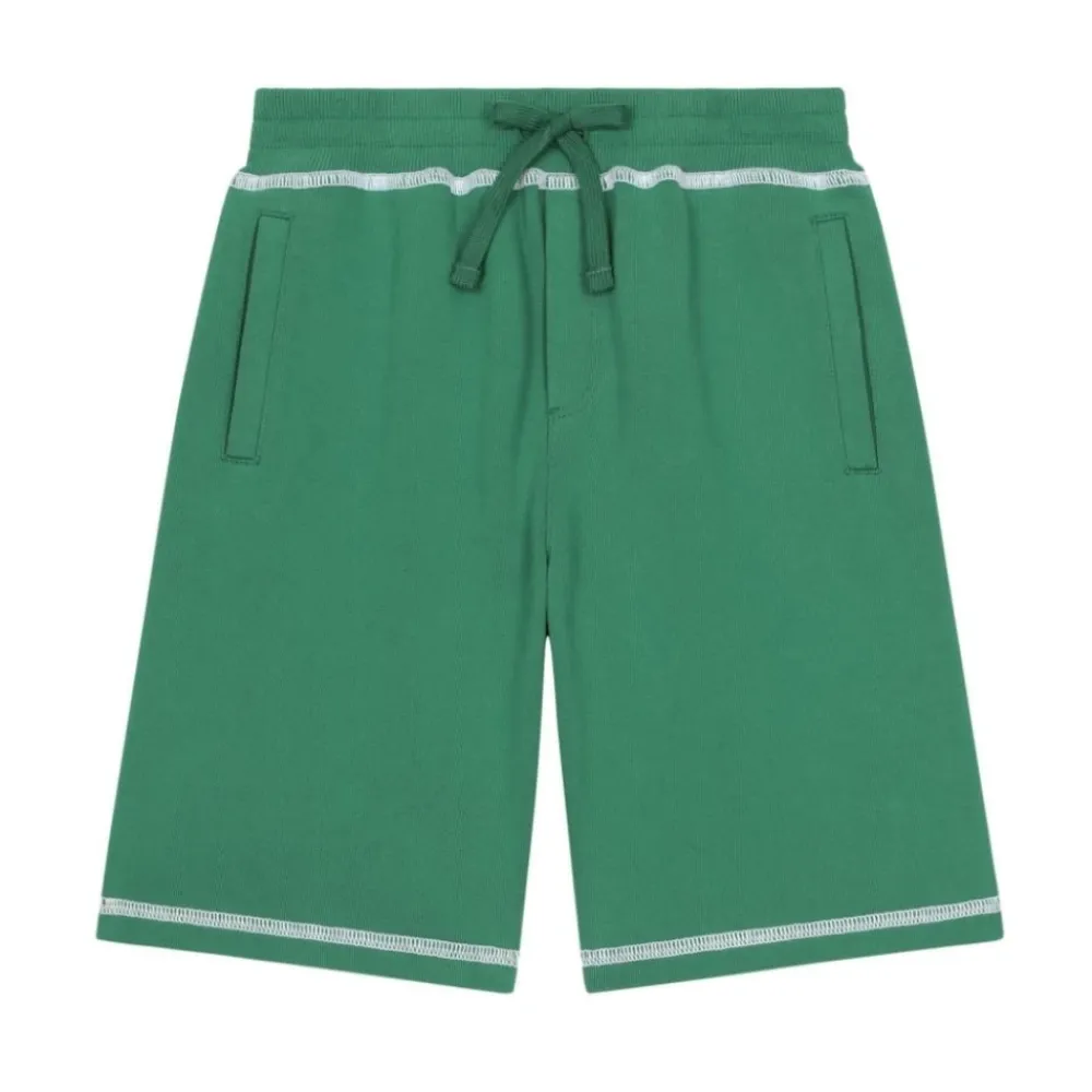 Jersey-Shorts mit Kontrastnähten und gesticktem Logo>Dolce & Gabbana Outlet
