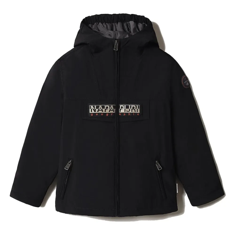 Kapuzenjacke mit durchgehendem Reißverschluss und Logo-Patch>Napapijri Discount