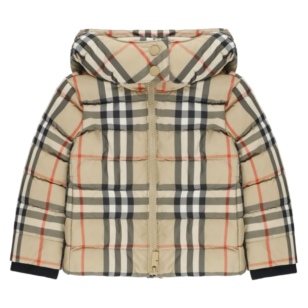 Karierte Kapuzen-Daunenjacke>Burberry New