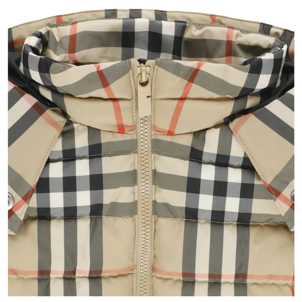 Karierte Kapuzen-Daunenjacke>Burberry New