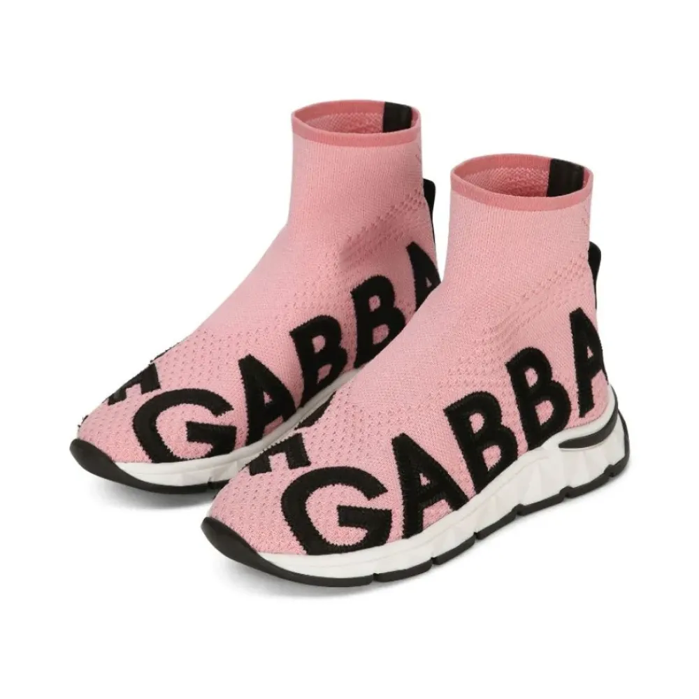 Kinder Sneakers in Pink mit Marken-Tape-Zuglasche>Dolce & Gabbana New