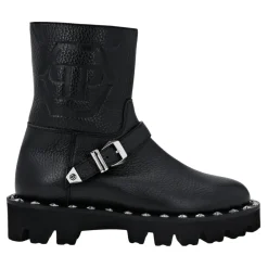 Leder Biker Boots Monogram>Philipp Plein New