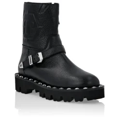 Leder Biker Boots Monogram>Philipp Plein New