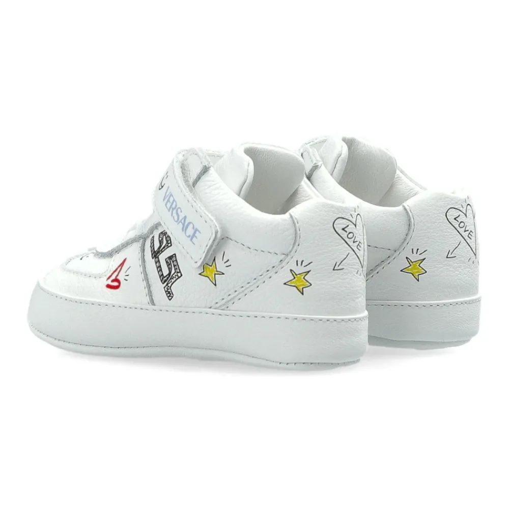 Leder-Sneakers mit Print>Versace