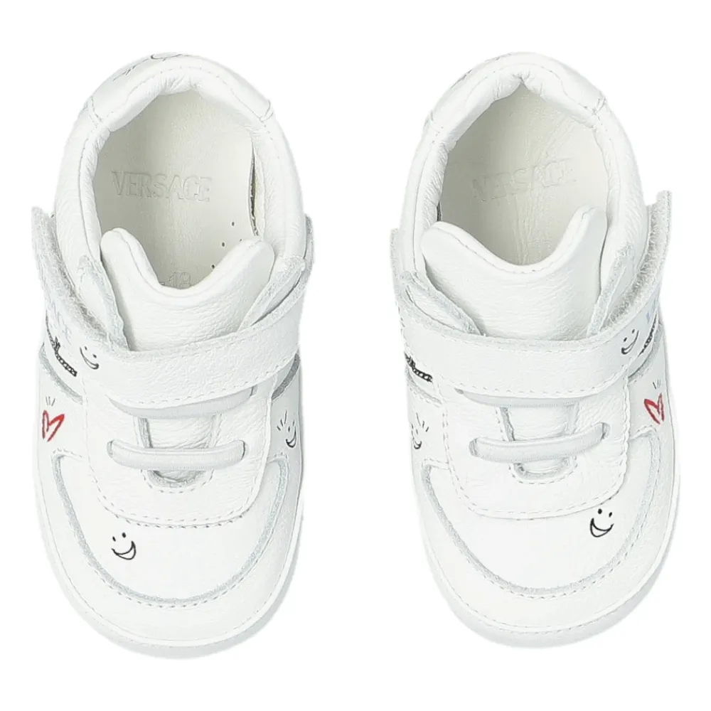 Leder-Sneakers mit Print>Versace