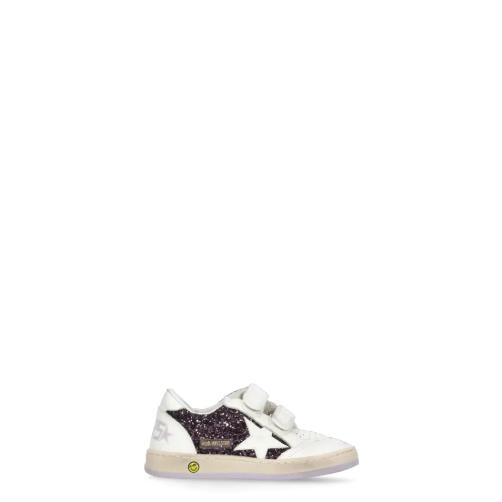 Lila Kinder Leder Sneakers mit Glitzer>Golden Goose New