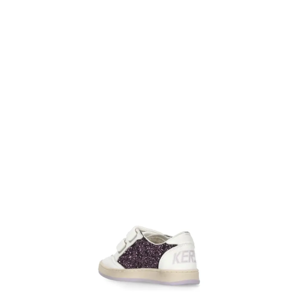 Lila Kinder Leder Sneakers mit Glitzer>Golden Goose New