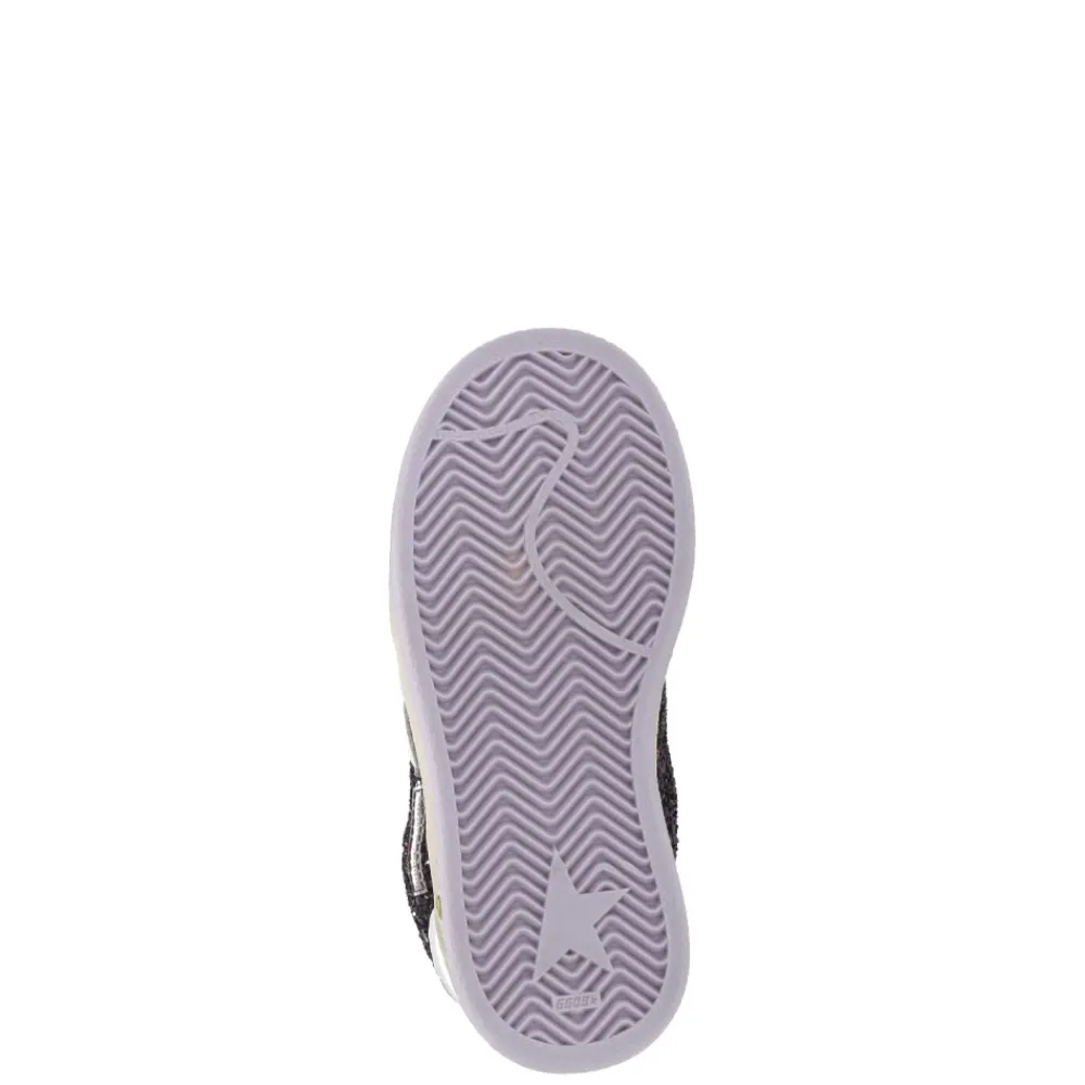 Lila Kinder Leder Sneakers mit Glitzer>Golden Goose New