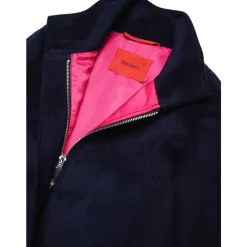 Midnight Blue Stand-Up Collar Coat><noscript><img width=