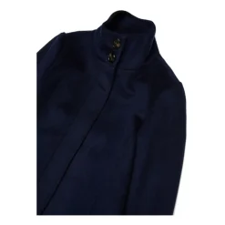 Midnight Blue Stand-Up Collar Coat><noscript><img width=