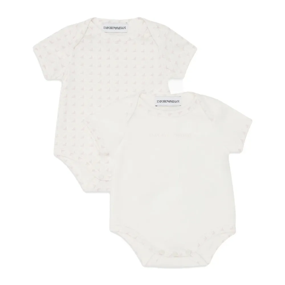 Pack mit zwei Jersey-Bodys mit Op-Art-Adlern und Logo>Emporio Armani Online