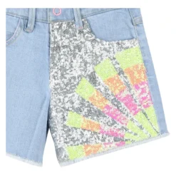 Pailletten-Jeansshorts><noscript><img width=