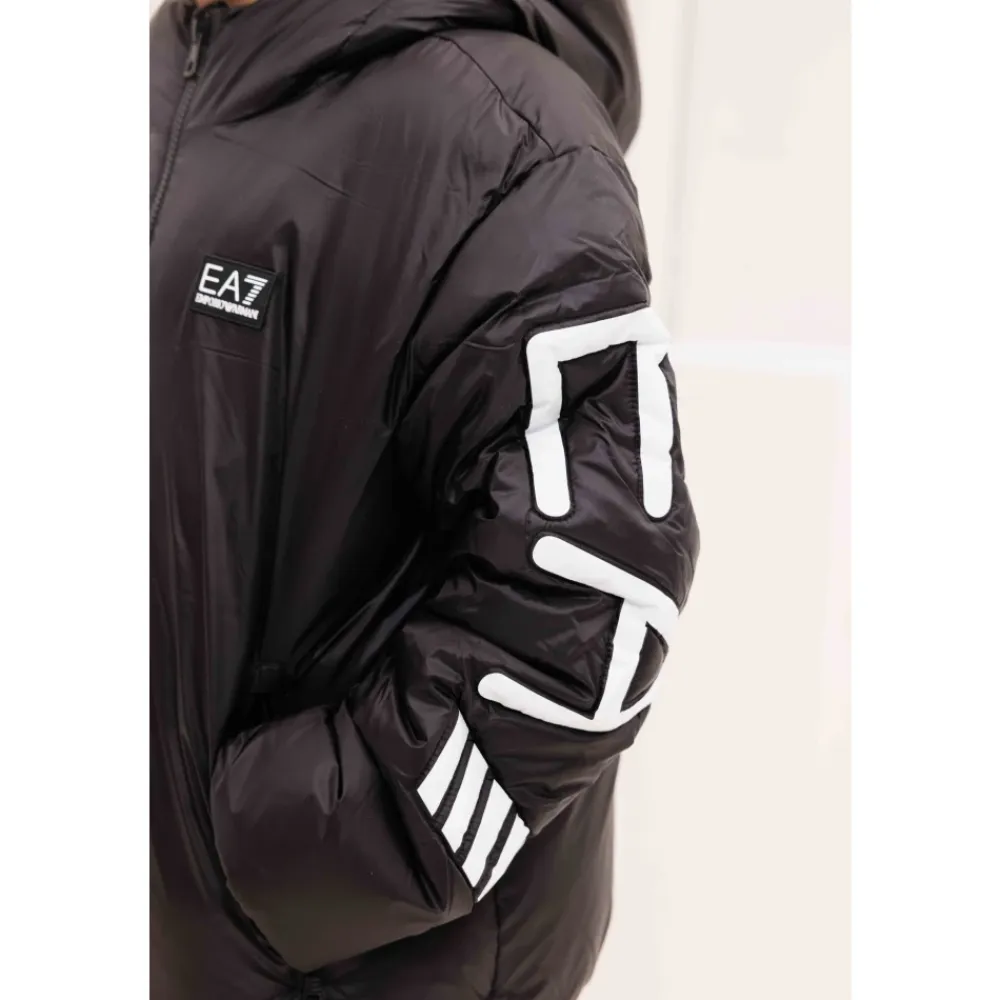 Polar Logo Padded Hooded Jacket>Emporio Armani