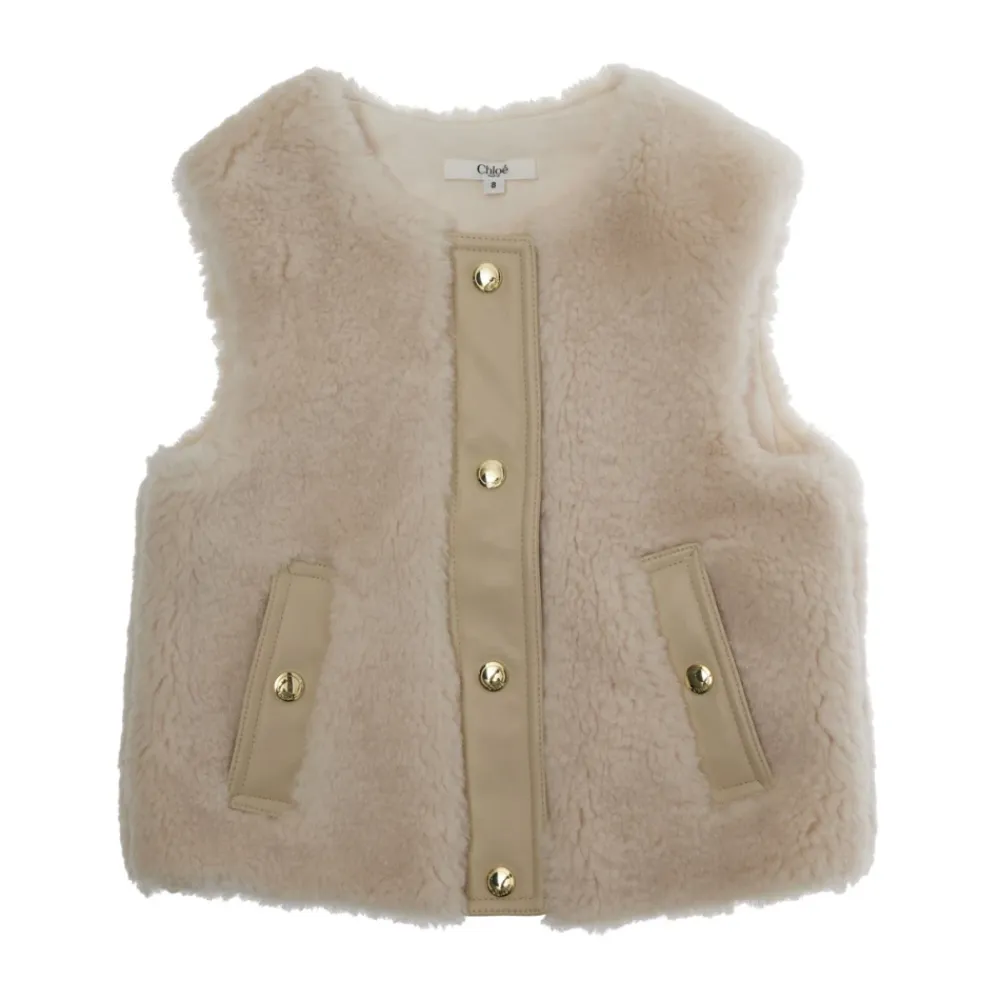 Ärmelloser Rundhalsmantel mit Knopfverschluss vorne>Chloé Outlet