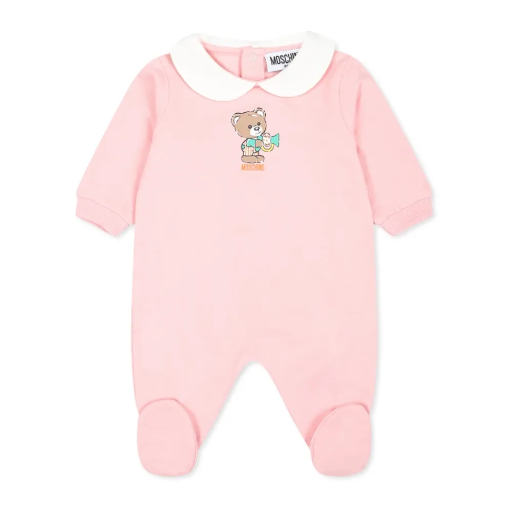 Fleece-Strampler mit Teddybär>Moschino