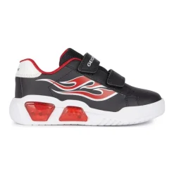 Schwarz Rote Kinder Sneakers>Geox New