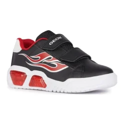 Schwarz Rote Kinder Sneakers>Geox New