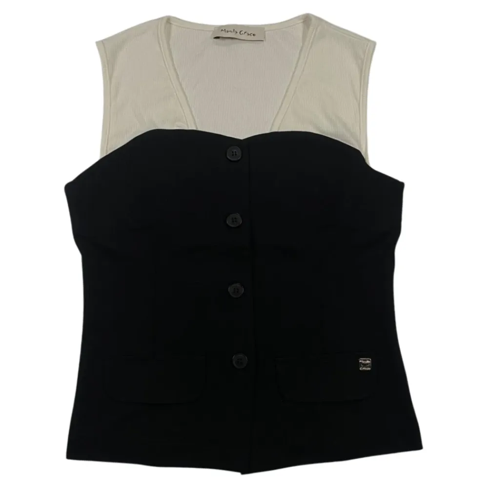 e Weste mit cremefarbenem Rippenoberteil>Manila Grace Sale