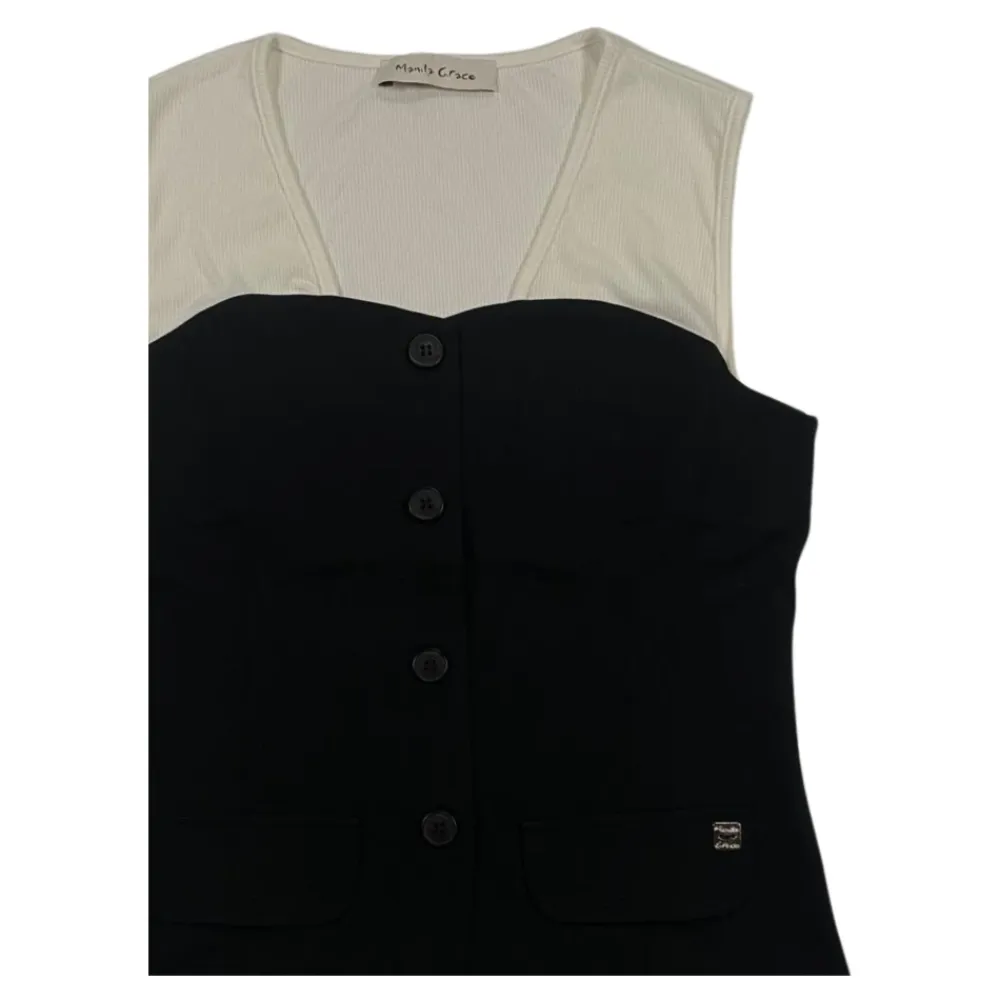 e Weste mit cremefarbenem Rippenoberteil>Manila Grace Sale
