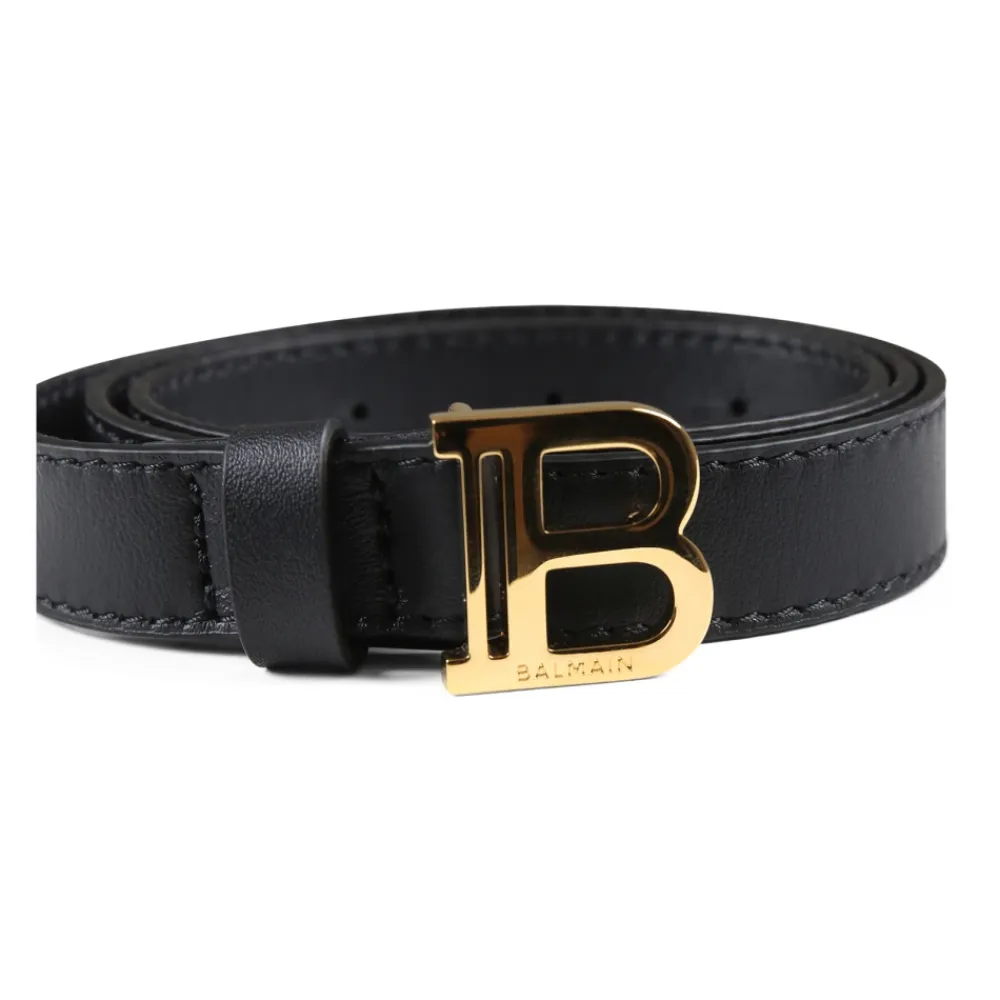 er Ledergürtel mit goldener Schnalle>Balmain Best