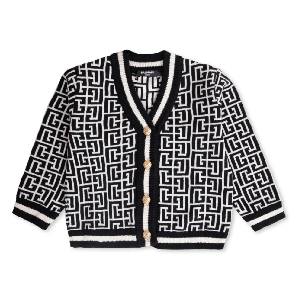 er V-Ausschnitt Cardigan mit Goldknöpfen>Balmain Online