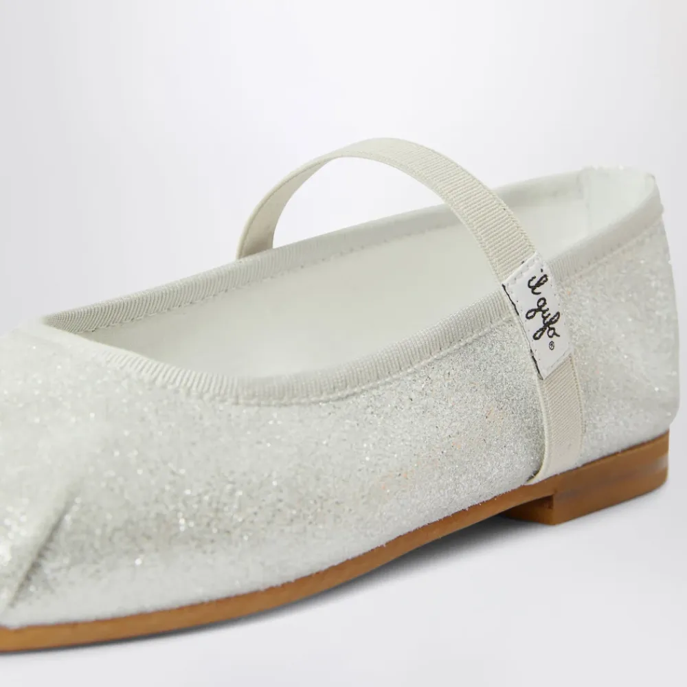 Silberne Ballerina Flache Schuhe>Il Gufo Outlet