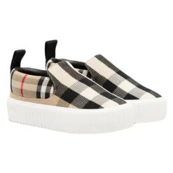 Slip-On Sneakers Beige Checks>Burberry Clearance