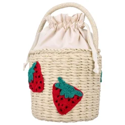 Strawberry Straw Bucket Bag><noscript><img width=