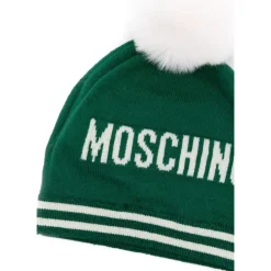 Strickmütze mit Bommel und Teddy-Logo>Moschino New