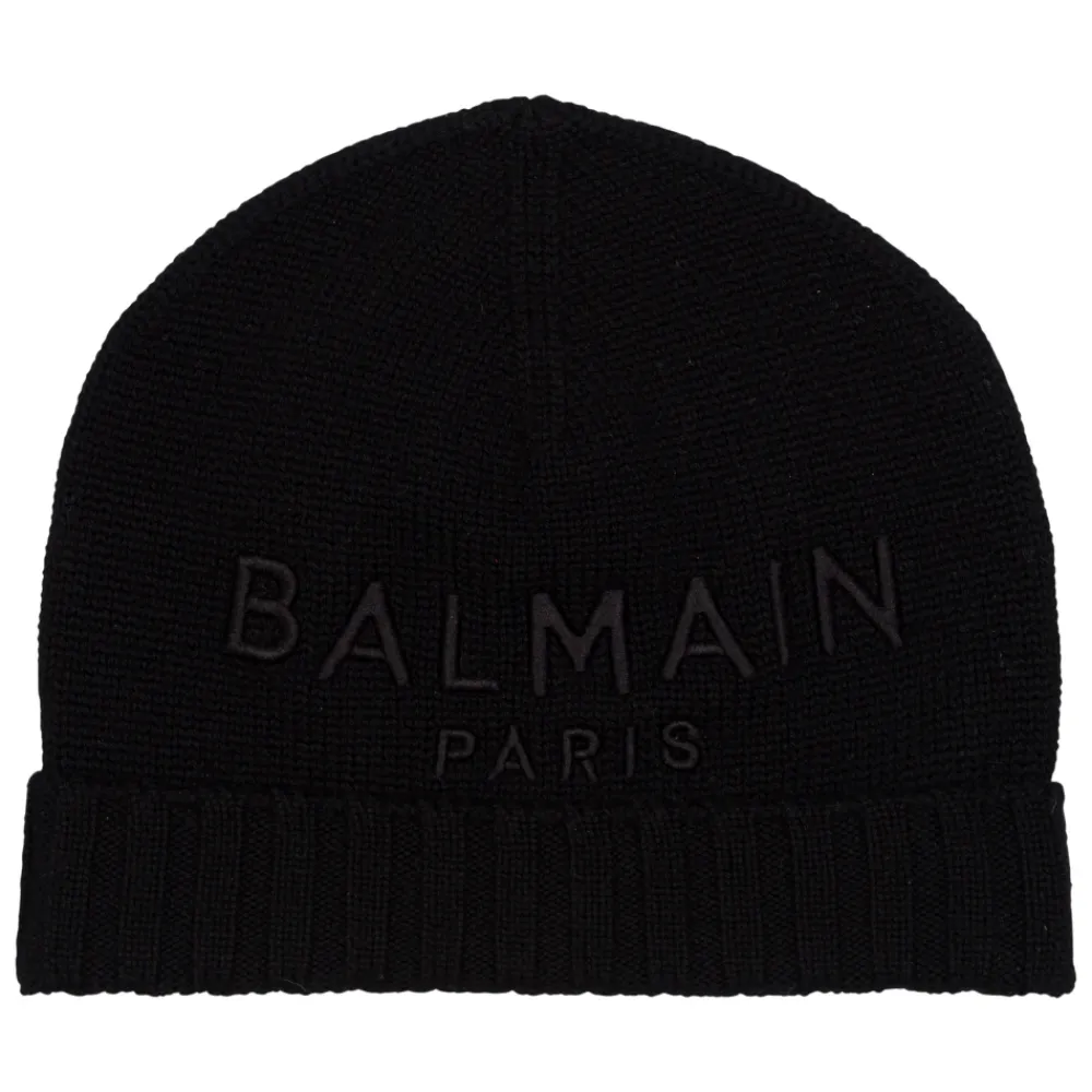 Strickmütze mit Logo-Stickerei>Balmain Outlet