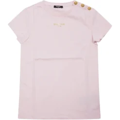T Shirt Logo Mini Bottoni Oro>Balmain