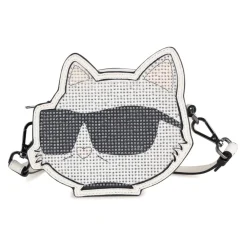 Tasche aus beschichtetem strukturiertem Stoff mit Strass>Karl Lagerfeld Online