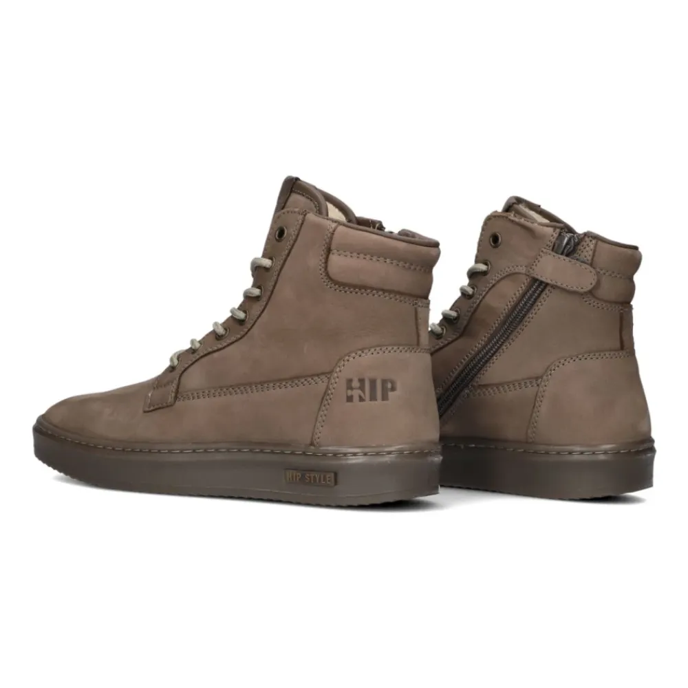 Taupe Nubukleder Schnürstiefel>Hip Clearance