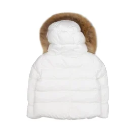 Technischer Stoffmantel mit Fell>Blauer New