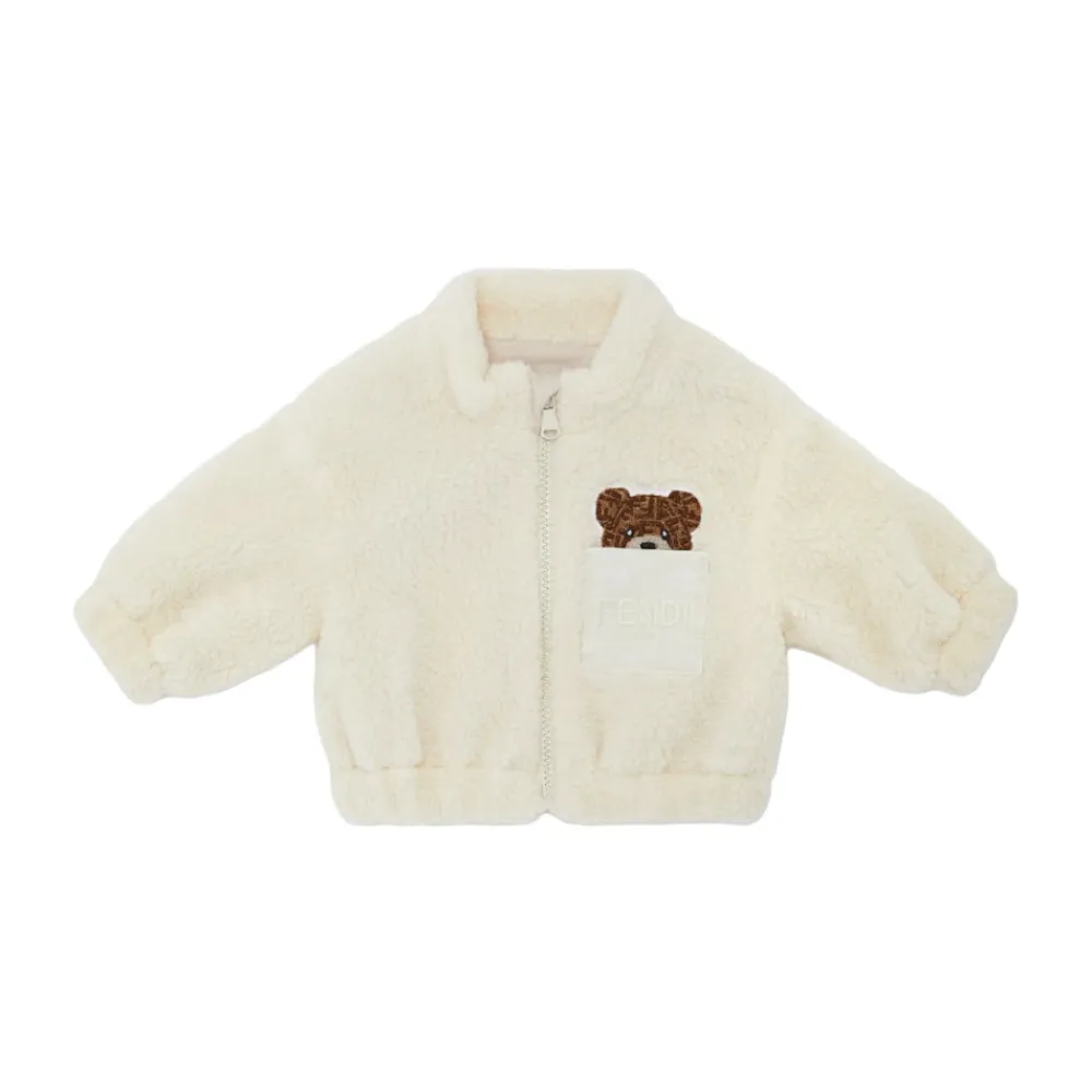 Teddy Fleece Baby Jacke mit Textur>Fendi New