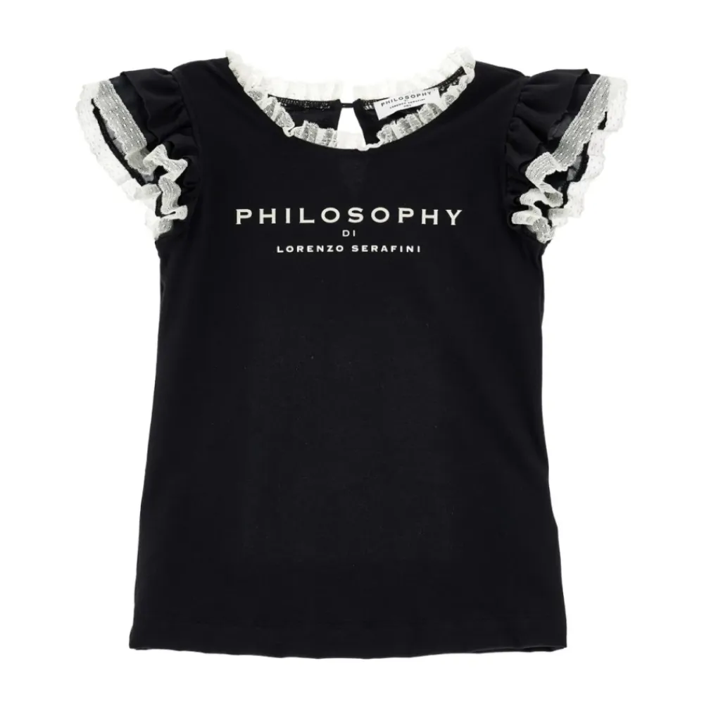 T-Shirt mit Spitzensaum>Philosophy di Lorenzo Serafini Best
