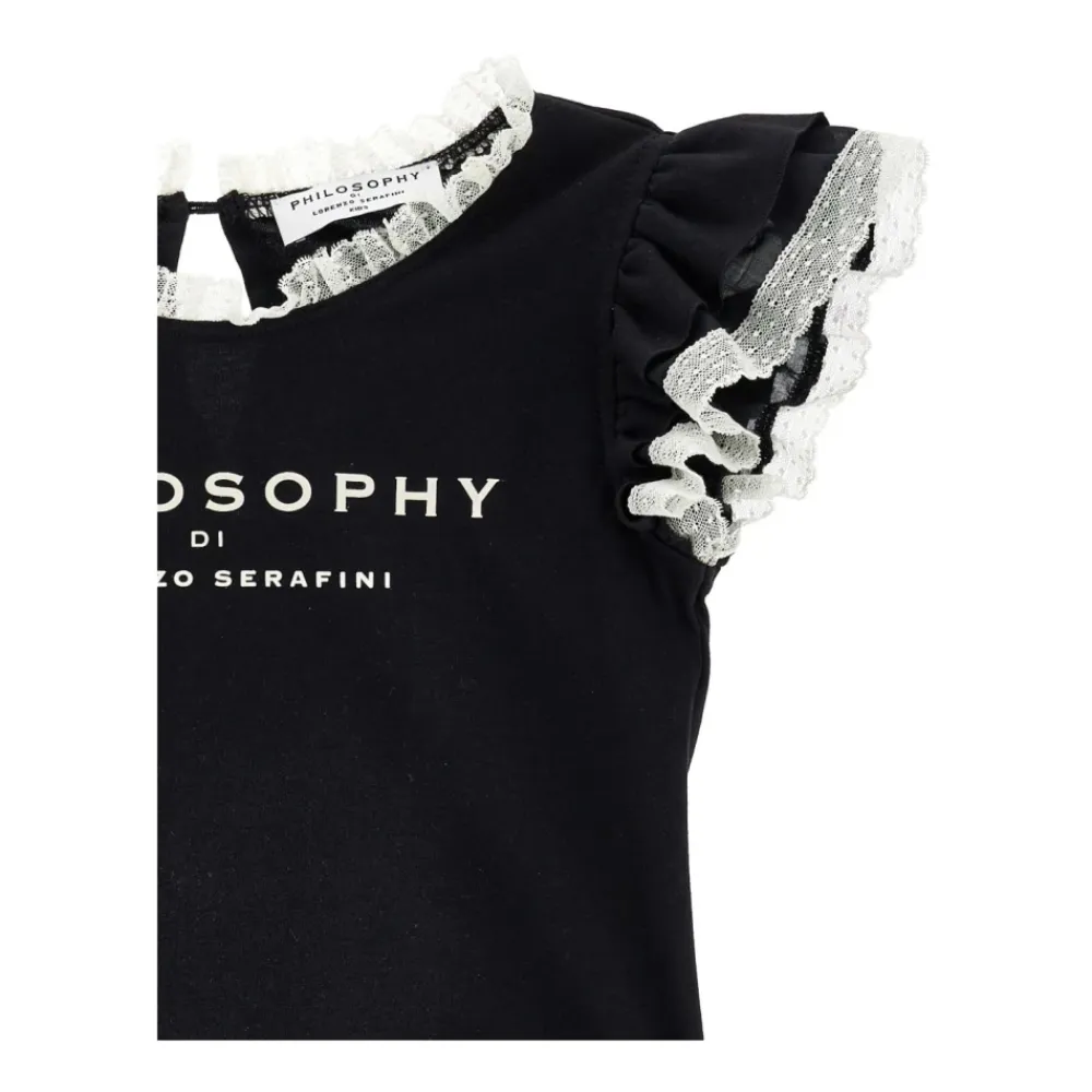 T-Shirt mit Spitzensaum>Philosophy di Lorenzo Serafini Best