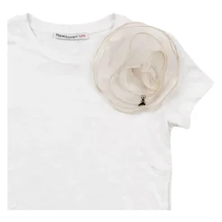 T-Shirt mit Tüllblumen-Applikation>Patrizia Pepe Online