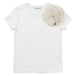 T-Shirt mit Tüllblumen-Applikation><noscript><img width=