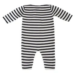 Tutina girocollo a serafino manica lunga fantasia a righe con patch mini logo e bottoni>Armani Online