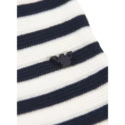 Tutina girocollo a serafino manica lunga fantasia a righe con patch mini logo e bottoni><noscript><img width=