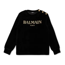 Velvet Sweatshirt mit Logo>Balmain Outlet