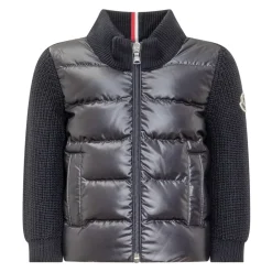 Wattierte Strickjacke mit Woll-Reißverschluss>Moncler Outlet