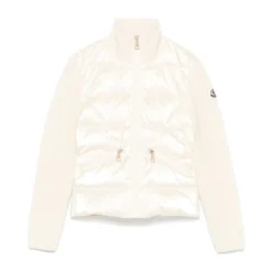 Wattierte Strickjacke mit Wollanteil und Reißverschluss>Moncler Outlet