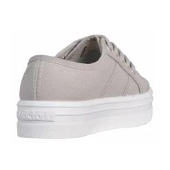 Weiße Canvas-Sneaker mit Silberösen><noscript><img width=